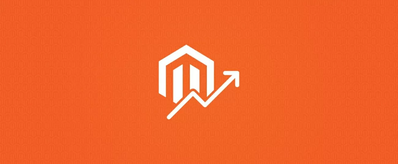 Eine Grafik mit dem Magento Logo und einer Wachstumskurve