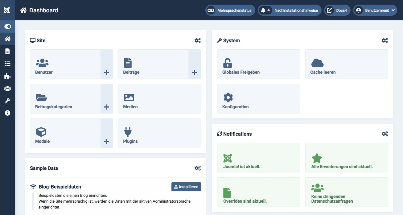 Backend-Joomla-4 Screenshot aus dem Backend von Joomla!