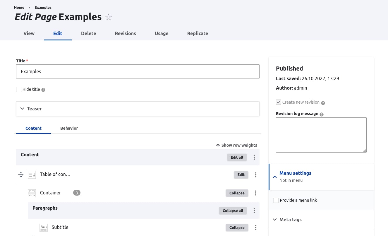 Ansicht des Drupal 10 Backends