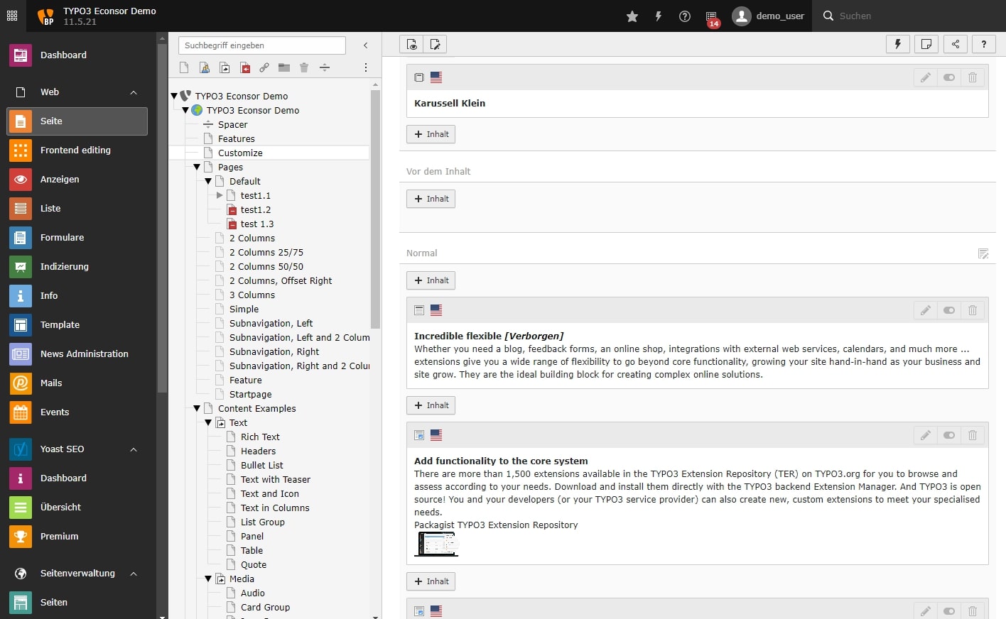 TYPO3-11-Backend Screenshot aus dem TYPO3 11 Backend