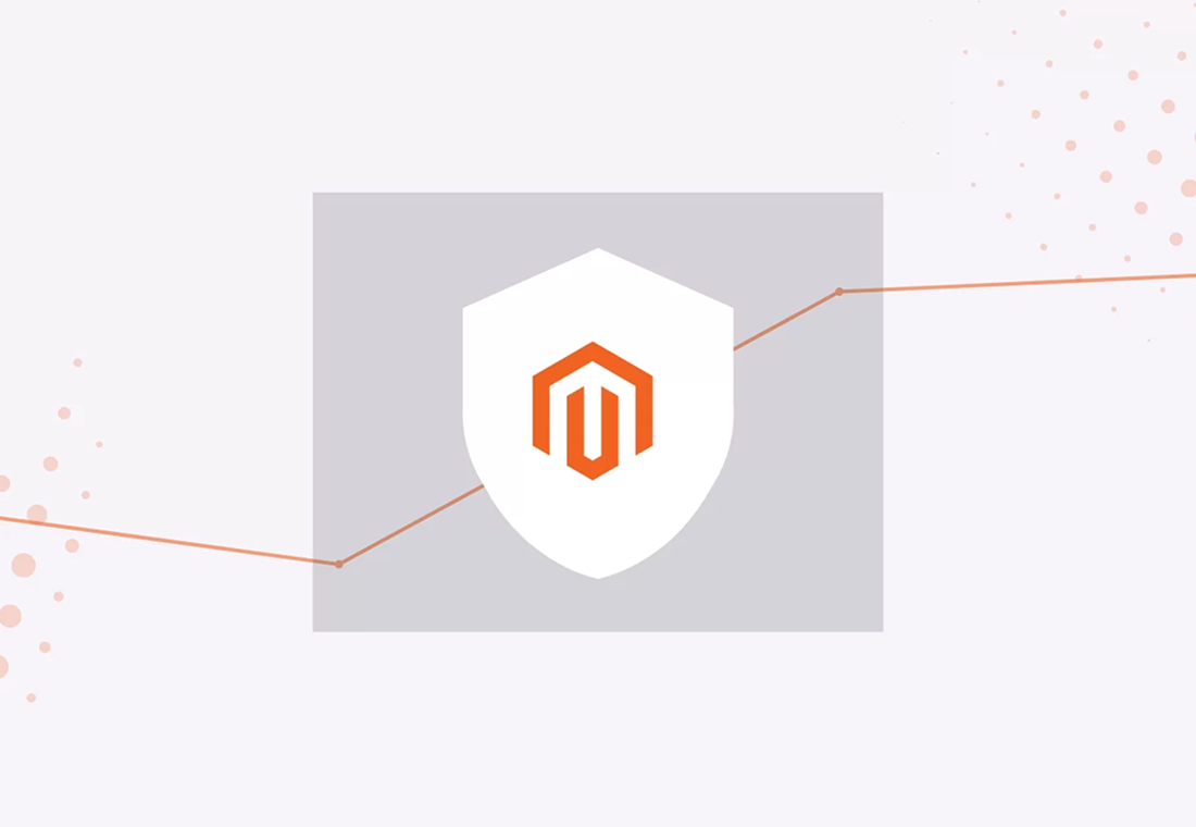 Eine Grafik, die das Magento Logo mittig aufzeigt