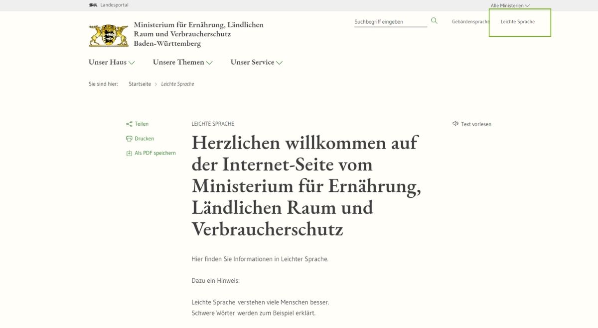 Barrierefreiheit Ministerium für Ernährung, Ländlichen Raum und Verbraucherschutz Barrierefreiheit Ministerium für Ernährung, Ländlichen Raum und Verbraucherschutz