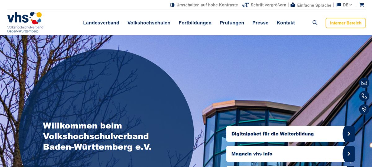 VHS Baden-Württemberg – Einstellungen Barrierefreiheit VHS Baden-Württemberg - Einstellungen Barrierefreiheit