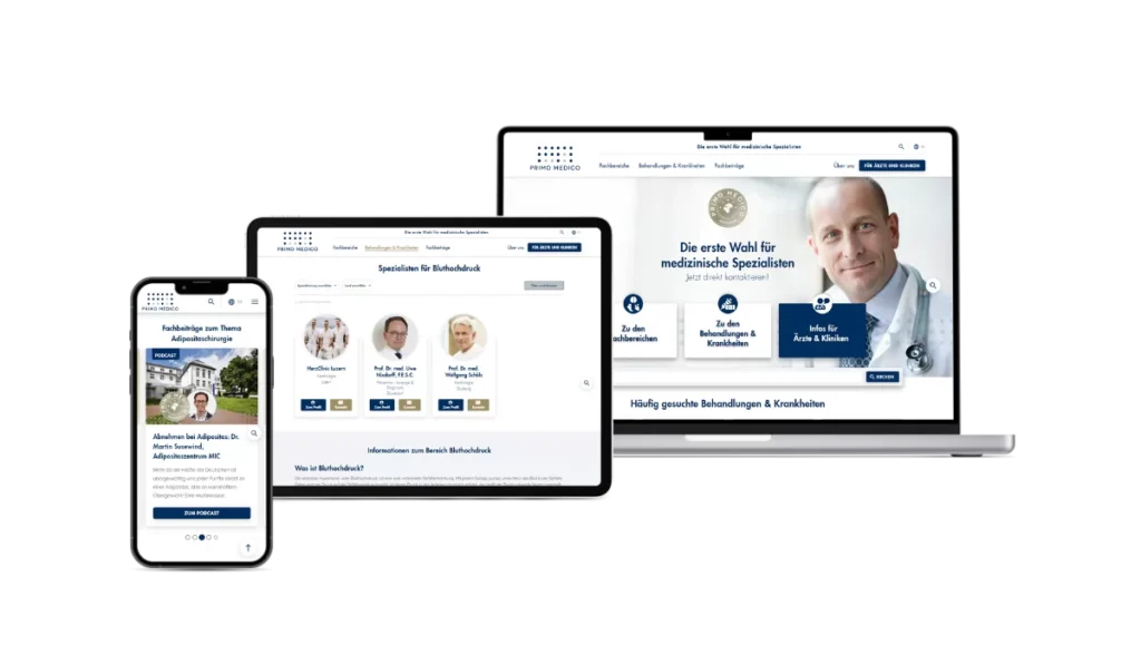 Eine Ansicht der neuen PRIMO MEDICO Seite