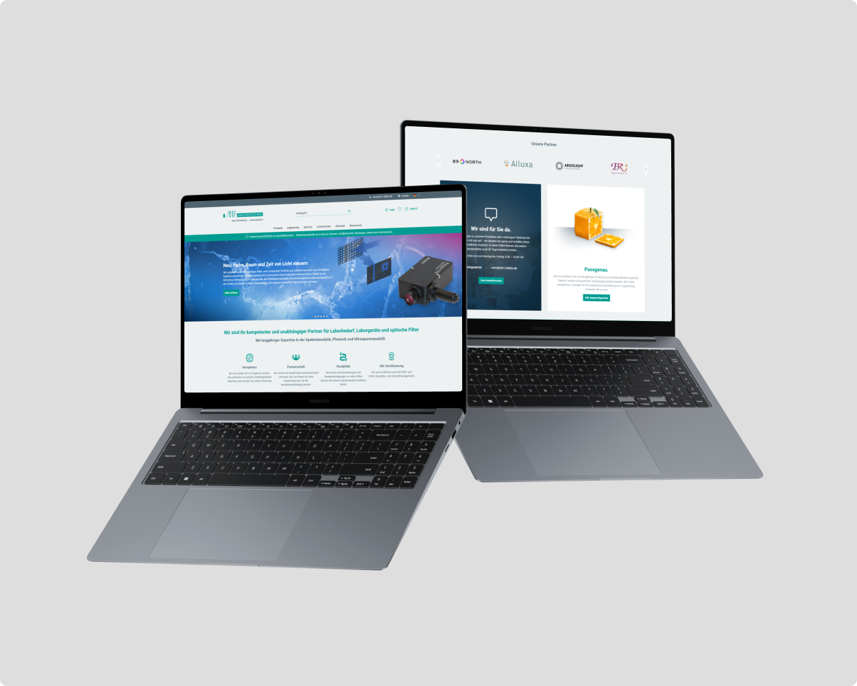 Mockup der ahf Website auf zwei Laptops