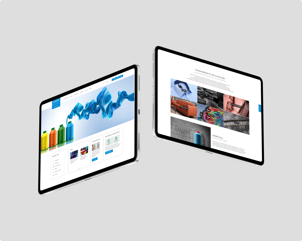 Mockup der amann Website auf zwei Tablets
