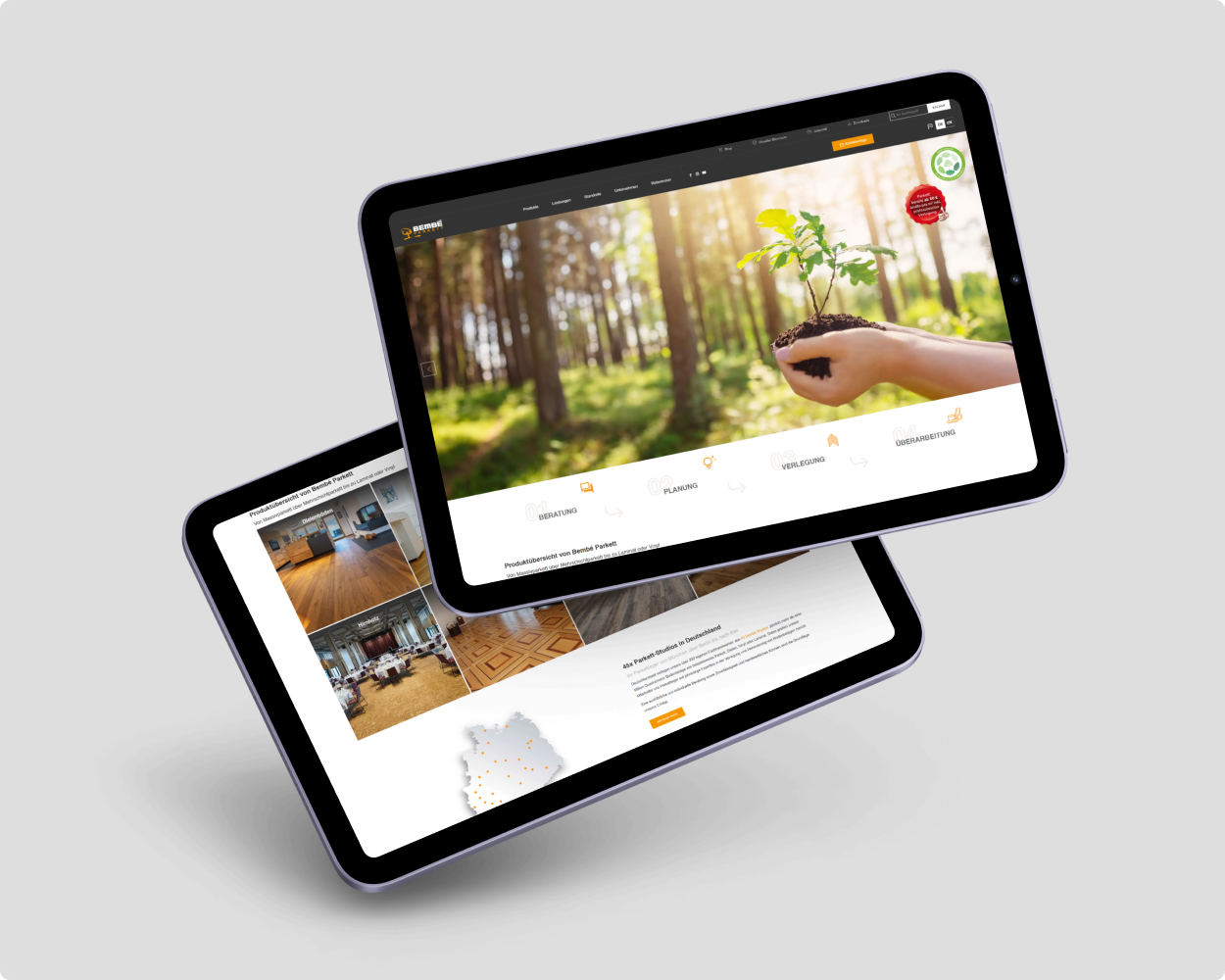 bembe Website Mockup Mockup der bembe Website auf zwei Tablets