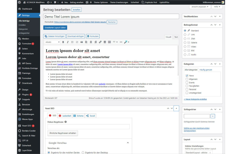 Blogbeiträge: WordPress Demo-Features