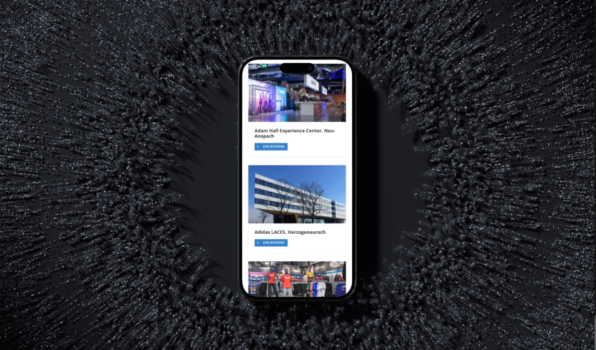 chemotechnik-bilderreihe-2 Mobile Darstellung der TYPO3-Webseite eines Referenzbereichs mit Projekten wie dem Adam Hall Experience Center – umgesetzt für Chemotechnik mit TYPO3 als leistungsstarkem CMS.