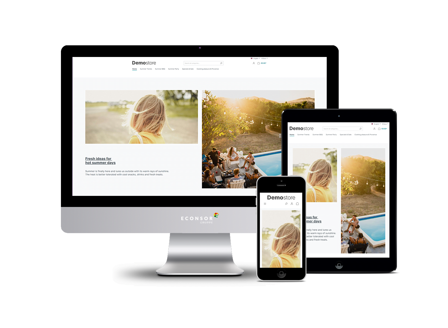Mockup der DemoStore Webseite