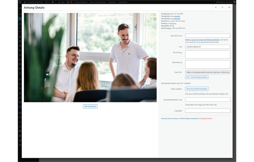 Medienpool: WordPress Demo-Features
