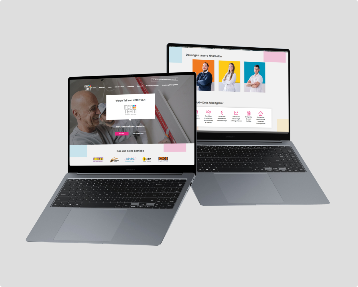 Ein Mitarbeiter von soyez, der an einem Farbtopf sitzt und einen Pinsel zum Streichen vorbereitet