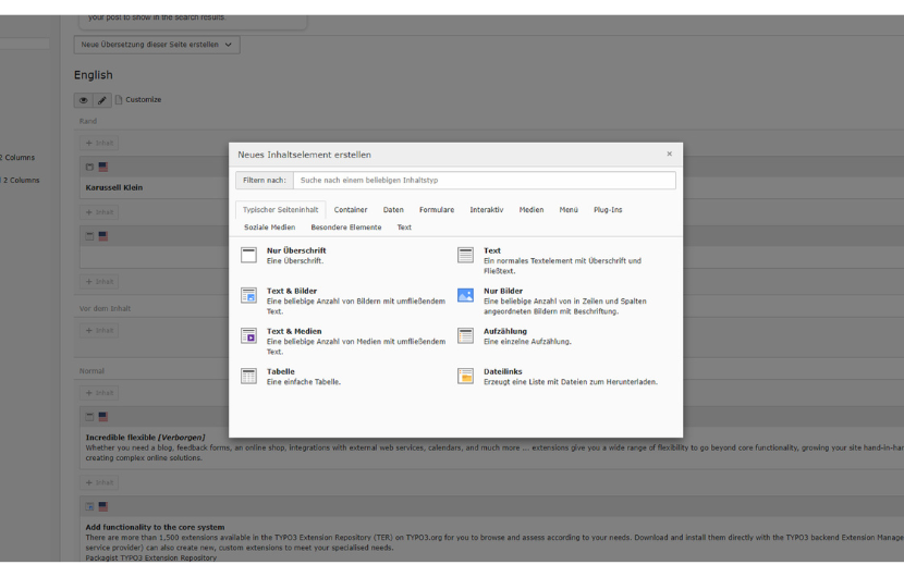 typo3-demo-inhaltselemente Screenshot von dem TYPO3 Inhaltselement