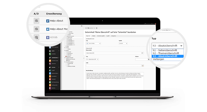 TYPO3 Benutzeroberfläche Screenshot