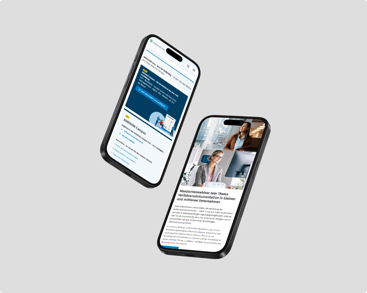 wolters kluwer Website Mockup Mockup der wolters kluwer Website auf zwei Smartphones